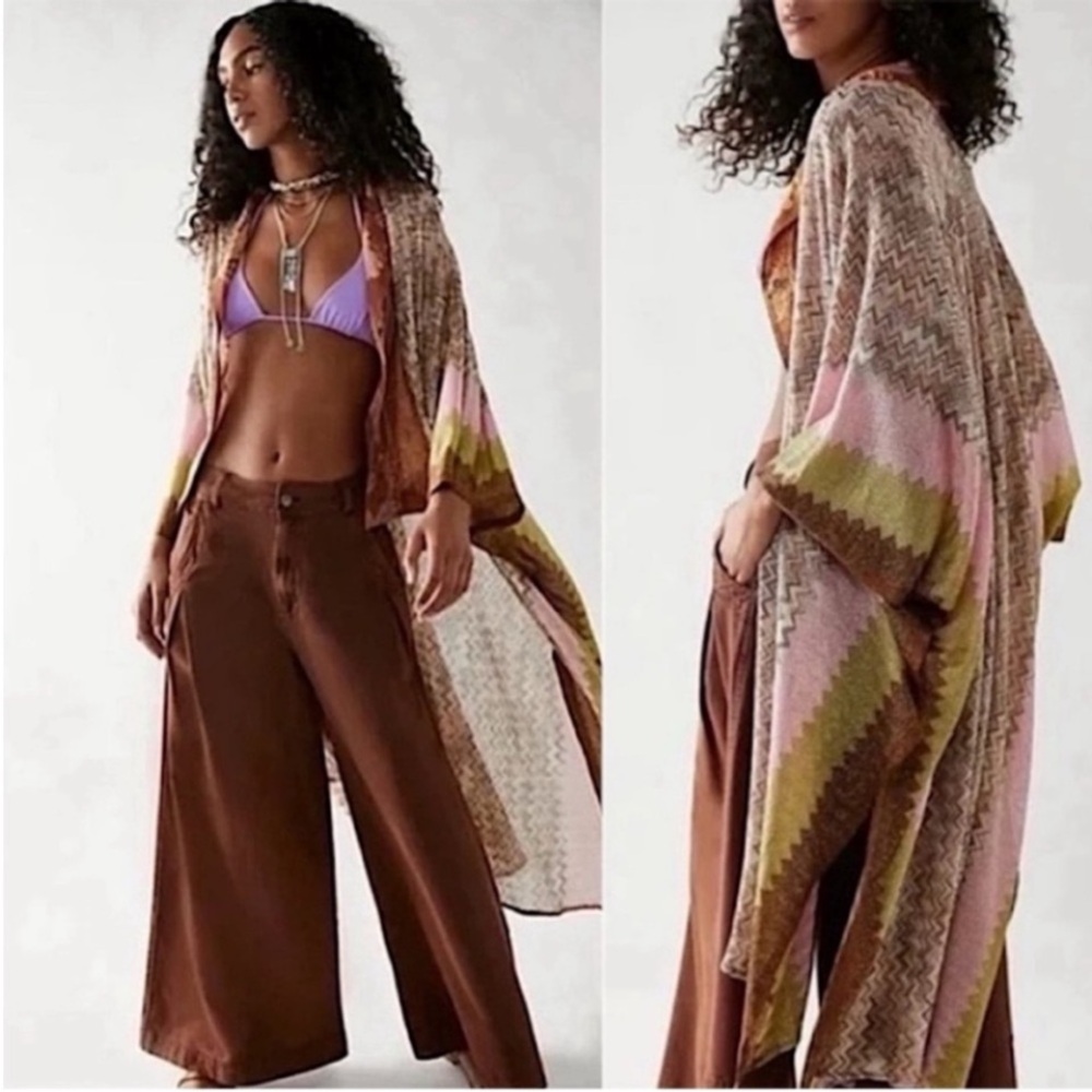 NWOT Free People Cairo Shimmer Kimono Size One Size In Color Multi Shimmer O/S